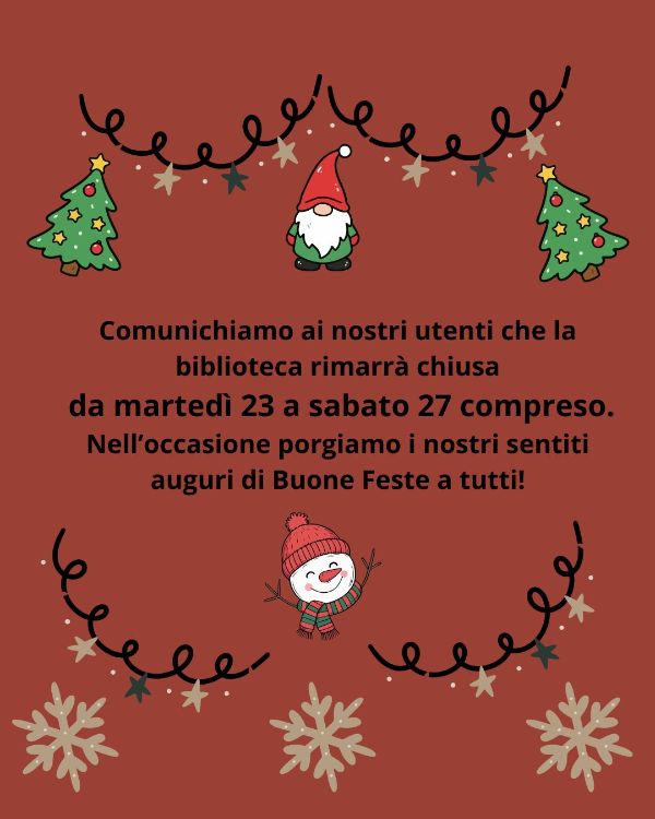 chiusura natalizia biblioteca