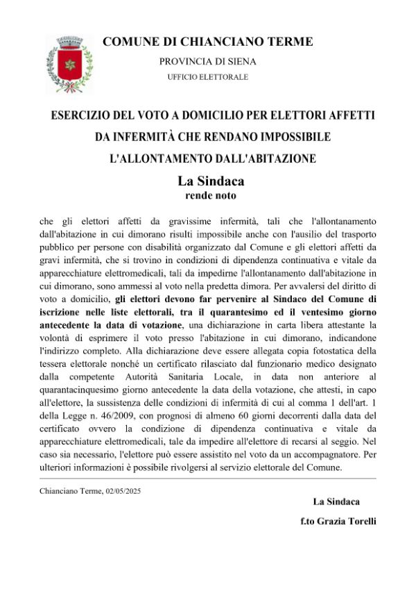 Manifesto voto domiciliare